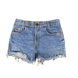 Levi's Womens USA Made High Rise Cutoff Jean Shorts W30 Light Wash Raw Hem